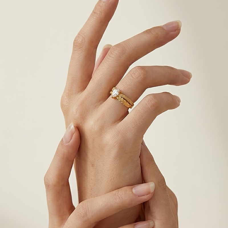 French Romantic Pear Shaped Open Ring for Women
